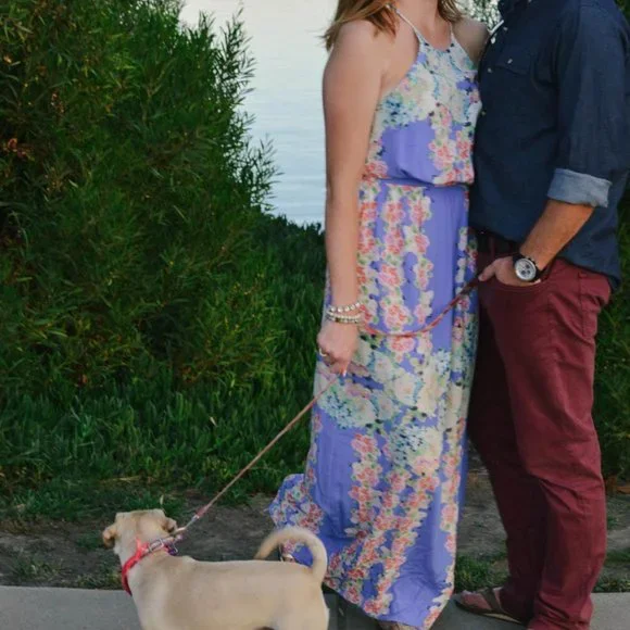 Blue Floral Halter Maxi Dress - Picture 1 of 3